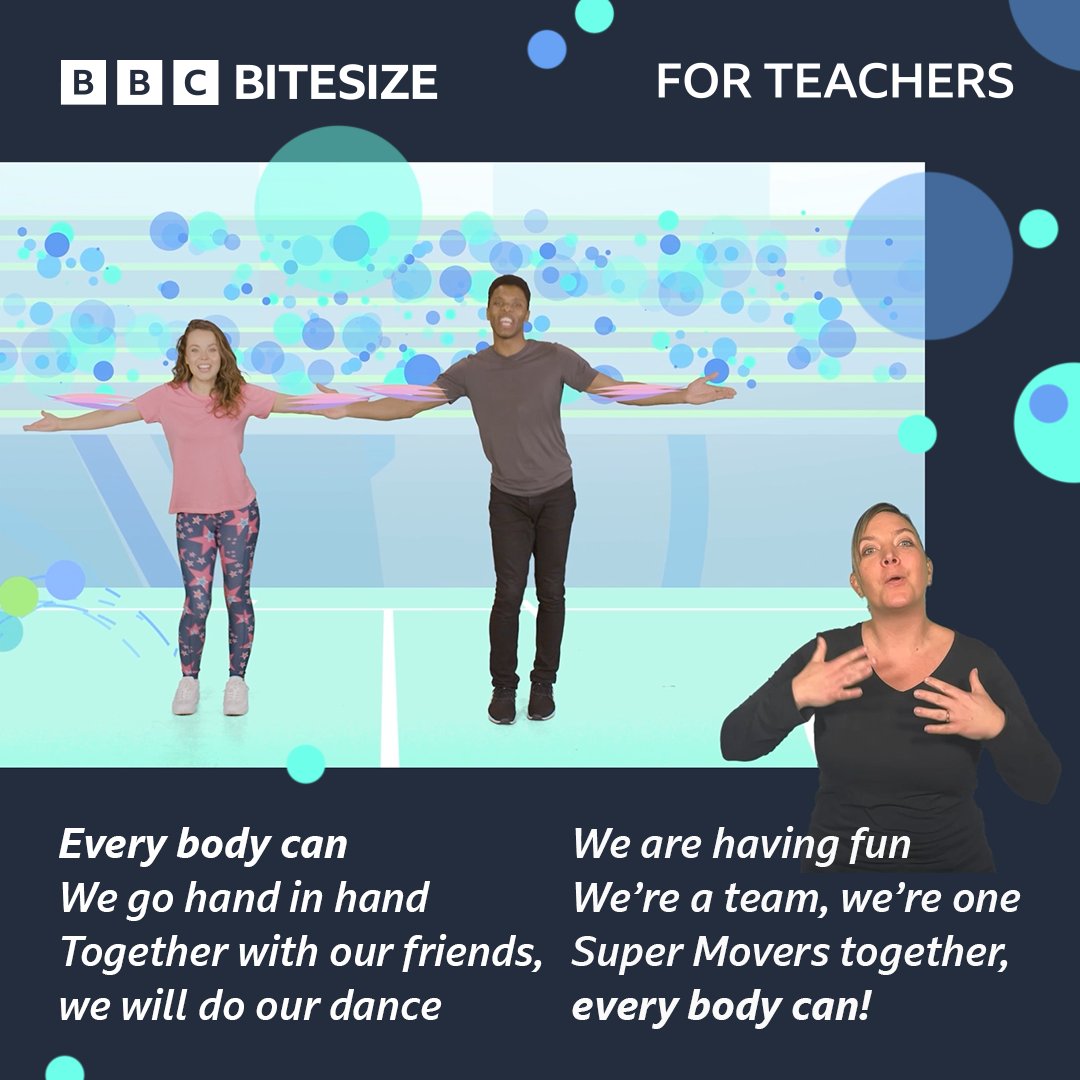 BBC_Teach's tweet photo. The catchiest tune you’ll hear all week - the Super Movers theme song. Can you nail it with your class? Every BODY can!

Discover loads of fresh routines to help your students move their body and feel good this summer: https://t.co/Pt7c69iqxO https://t.co/S4ZQ1ZyuLH