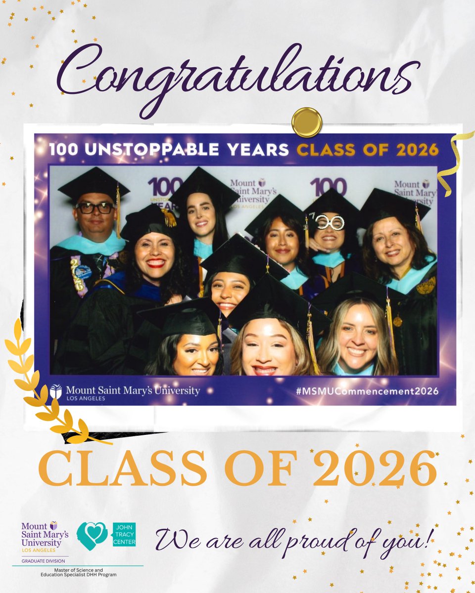 johntracycenter's tweet photo. Congratulations to the MSMU-JTC Class of 2026 🎓💙

Future Teachers of the Deaf ready to make an impact!

#MSMUJTC #ClassOf2026 #DeafEducation #GraduateProgram #FutureEducators #JTCCommunity #EducationLeadership #ListeningAndSpokenLanguage #HigherEducation #TeacherOfTheDeaf https://t.co/SQ1mUKNhdt