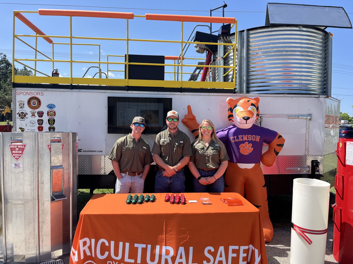 ClemsonAgSafety's tweet photo. Today, the Grain Bin Entrapment Simulator visited the South Carolina Farm Bureau Federation Anderson Grain Elevator for their grand opening! A big thanks to the Centerville Fire Department for assisting us with a grain bin rescue demonstration! https://t.co/uTmkFF4hMA