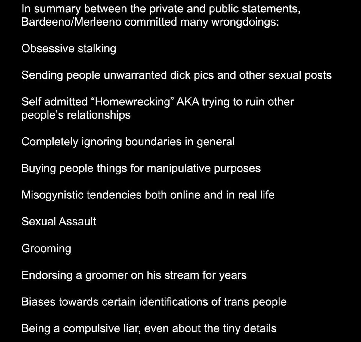 VTBlacklists's tweet photo. Be aware of Bardeeno. 

Actions they committed: (screened shotted below due to character limit) https://t.co/elZWtyV3lc