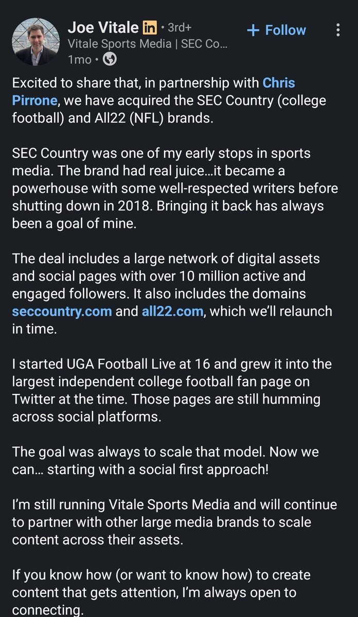 WooDiddy's tweet photo. @sportsradiopd @NextRoundLive @SECcountry @sportsradiopd Joe Vitale runs/owns @SECcountry and @UGAfootballLive good luck getting him to comment!😂 https://t.co/B71IcQAtXO