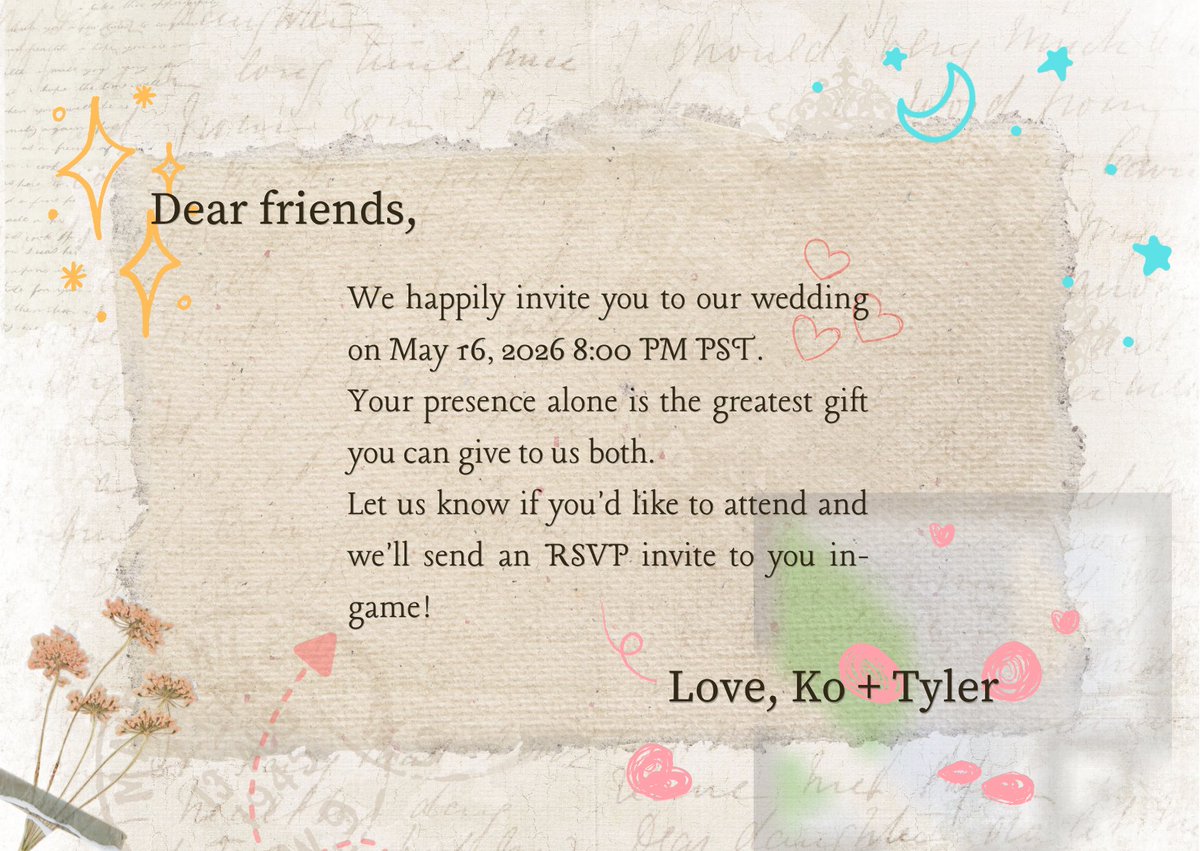 ko_ffeine's tweet photo. 🎭🍋Hello hello~! Yes, you're seeing it right!! I'M GETTING MARRIED! (in ffxiv) Feel free to come stop by~! We'll be streaming both of our POV's on Saturday, May 16th~! We'll start at 6PM PST to yap, and prepare for the wedding at 8PM PST~!! Hope to see you there~! https://t.co/fFvmrGeaXj