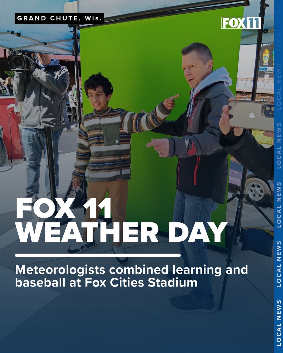 fox11news's tweet photo. Photos from FOX 11 Weather Day at the @TimberRattlers.

@PetePetoniak, @PatrickPowellWX, @PhilDWx and Audrey shared some science knowledge with more than 3,000 students and then let the kids try their hand at being meteorologists.

https://t.co/5FzZGRkrCo #wiwx @natwxdesk https://t.co/HVkCP6wWtT