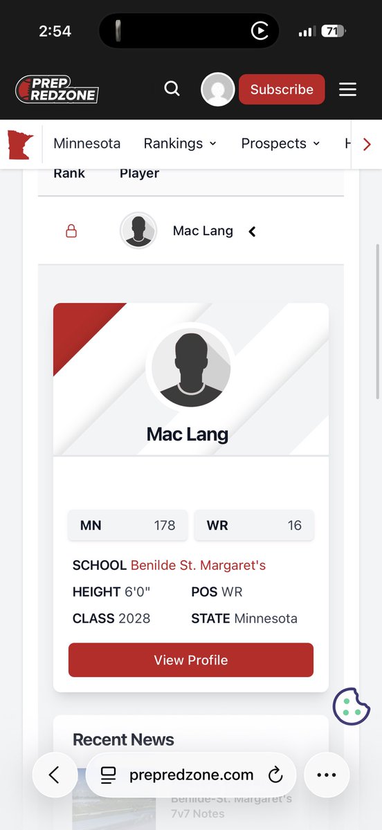 maclang_1's tweet photo. Blessed to be ranked the 16th best WR in the state! Excited to keep improving for this upcoming season! @CoachSCurrier @PrepRedzoneMN @NWahlScouting @OJW_Scouting @BSM_Football @MNElite7v7 https://t.co/W2lTGZVaY5
