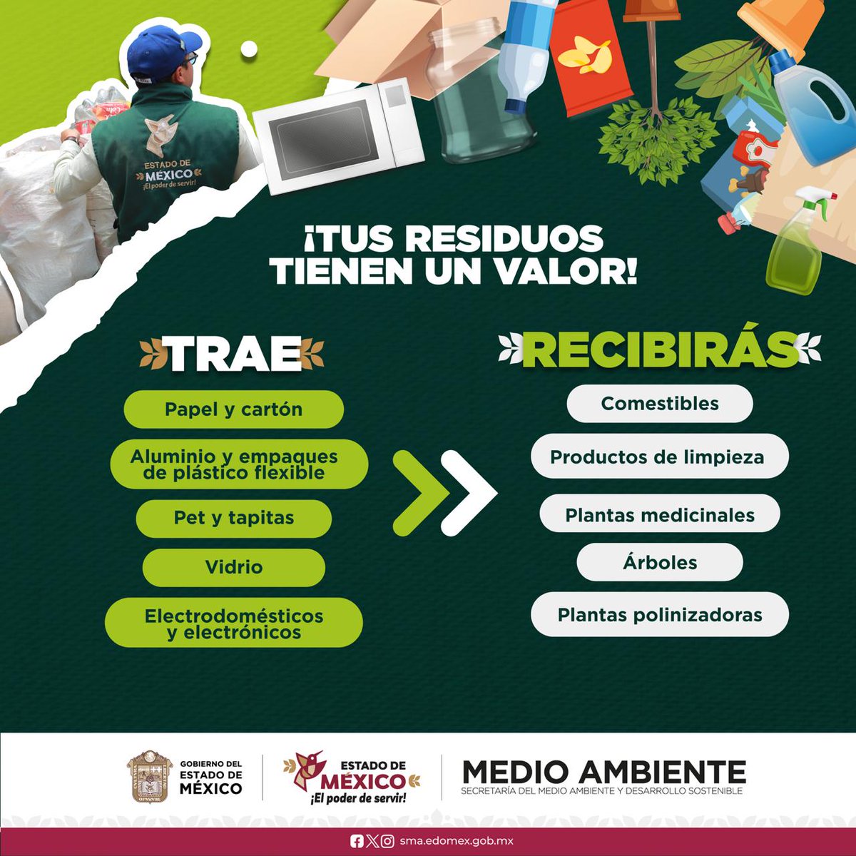 AmbienteEdomex's tweet photo. El @Edomex a través de esta Secretaría invita a participar en el #MegaReciclatón. Puedes llevar papel, cartón, aluminio, PET, tapitas, vidrio, electrónicos y electrodomésticos.  Parque Naucalli Naucalpan este domingo 17 de mayo de 2026, 9:30 horas. #MedioAmbiente #ElPoderDeServir https://t.co/d0ynnvOpcc