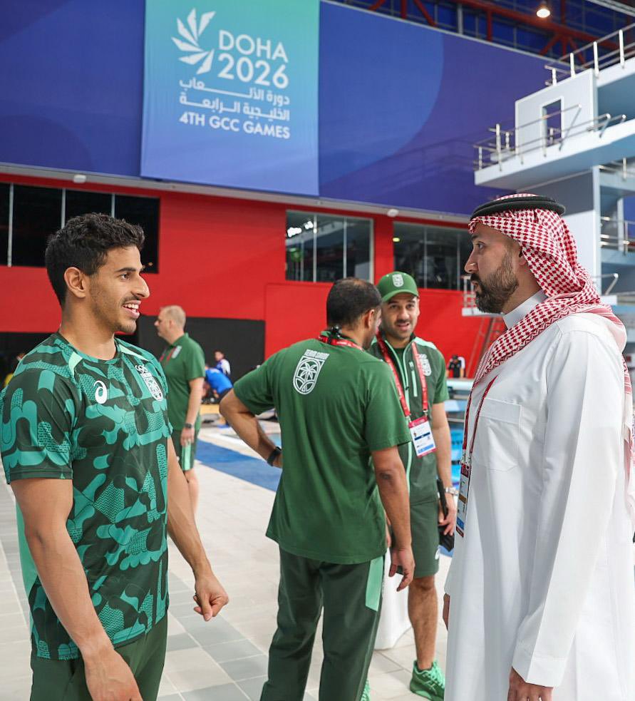 Saudi_Swimming's tweet photo. 8 ميداليات ملونة لأخضر السباحة حتى ختام اليوم الثاني من منافسات السباحة في دورة الألعاب الخليجية الرابعة #الدوحة2026 💚

🥇🥇
🥈🥈🥈🥈🥈
🥉

📸| وشهدت المنافسات حضور نائب الرئيس أ. لؤي طاشكندي والمدير التنفيذي د. زياد أبو الحمائل لدعم ومتابعة السباحين خلال المنافسات 🏊‍♂️

ألــــــــــــف مــــــــبروووك للأبـطـال 👏