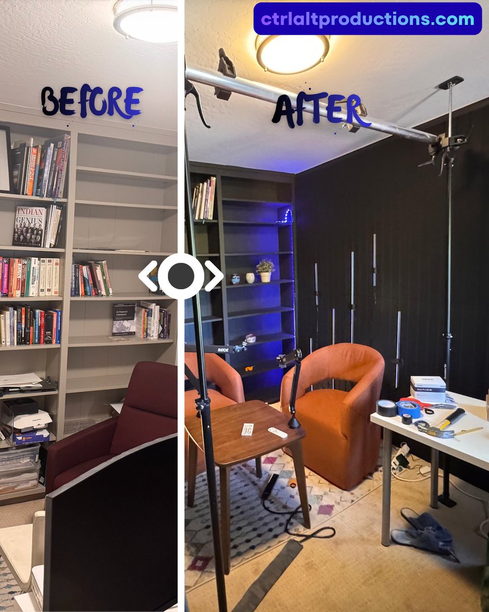Vidyangi520's tweet photo. Podcast Studio transformation work for a client. Check out the "before" and "after" transformation pics/video .. https://t.co/xAaYXDZNaG @CtrlAltpod https://t.co/JrSZO5wWoG