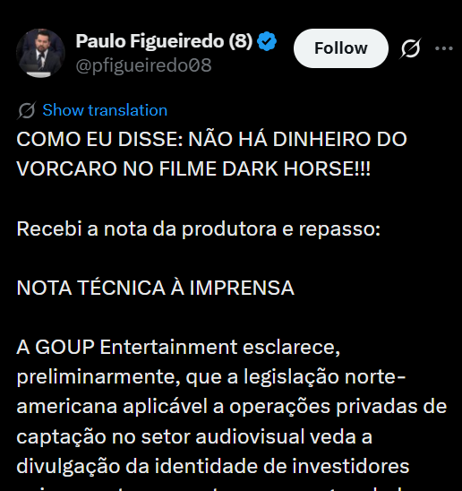 RizzoMBL's tweet photo. Flavio Bolsonaro diz que houve dinheiro pro filme; Paulo Figueiredo agora solta nota dizendo que a produtora não recebeu dinheiro. 

Então a pergunta que fica @FlavioBolsonaro onde foi parar o dinheiro que Vorcaro pagou? https://t.co/DLts2pIQOT
