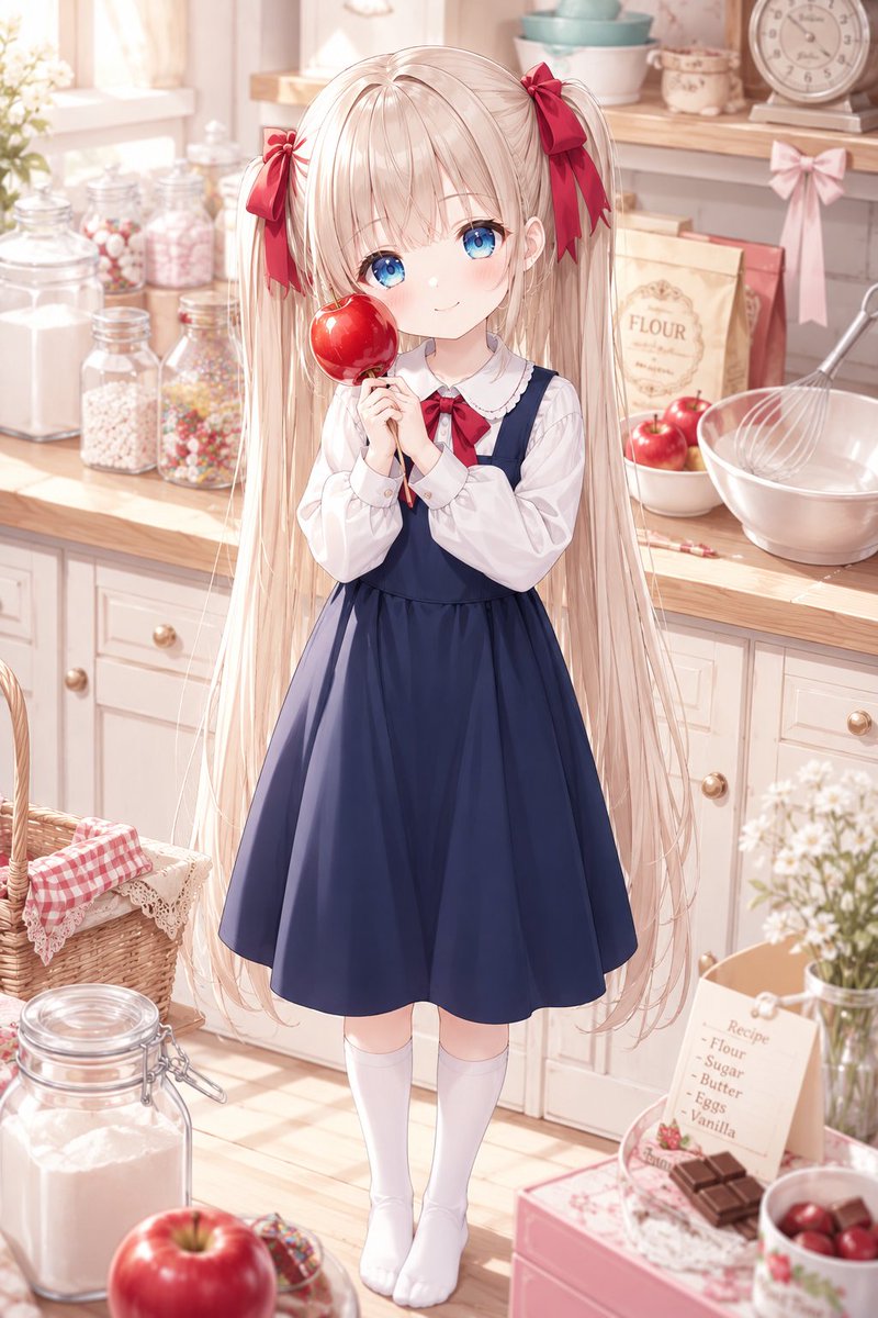 りんご飴作る女の子かわいい