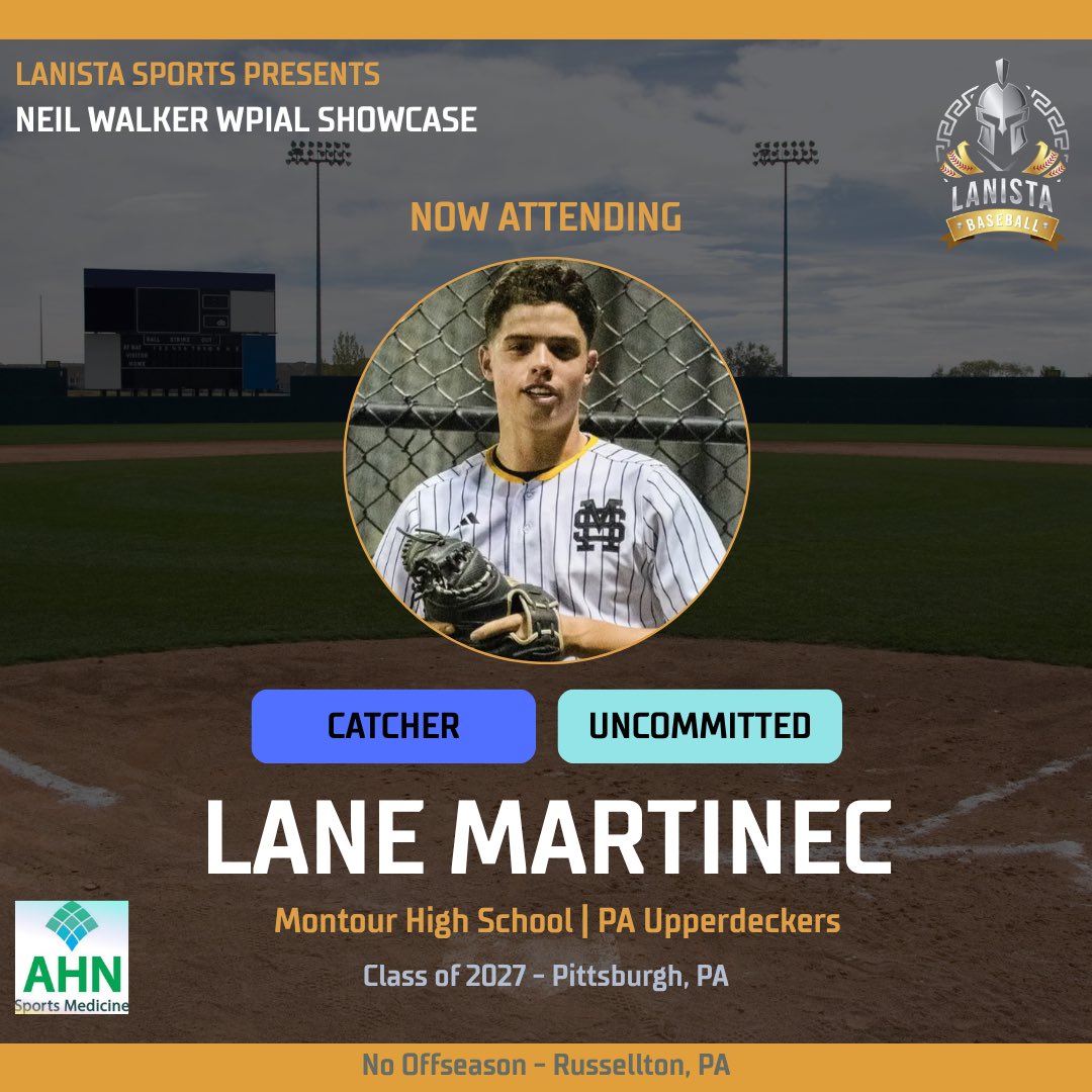 LanistaSports's tweet photo. 🔥 COMMITMENT ALERT 🔥
Excited to announce that:
⚾Stephen Kochis (Infielder, Class of 2027)
⚾️Parker Valentine (Two-Way, Class of 2027)
⚾️Lane Martinic (Catcher, Class of 2027)
Will be competing at the Neil Walker WPIAL Showcase!
#WPIALShowcase #LanistaSports #NeilWalker #WesternPABaseball