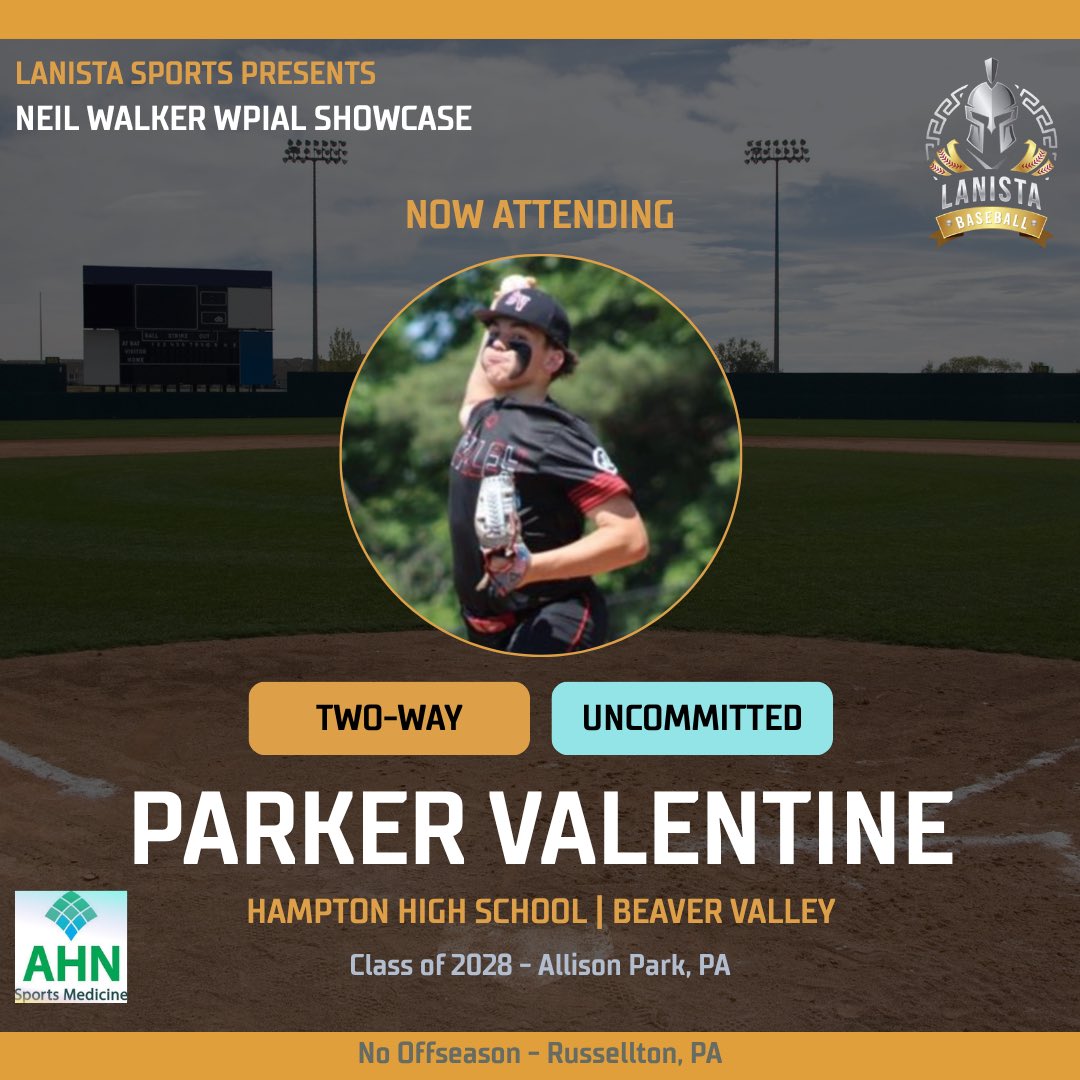 LanistaSports's tweet photo. 🔥 COMMITMENT ALERT 🔥
Excited to announce that:
⚾Stephen Kochis (Infielder, Class of 2027)
⚾️Parker Valentine (Two-Way, Class of 2027)
⚾️Lane Martinic (Catcher, Class of 2027)
Will be competing at the Neil Walker WPIAL Showcase!
#WPIALShowcase #LanistaSports #NeilWalker #WesternPABaseball