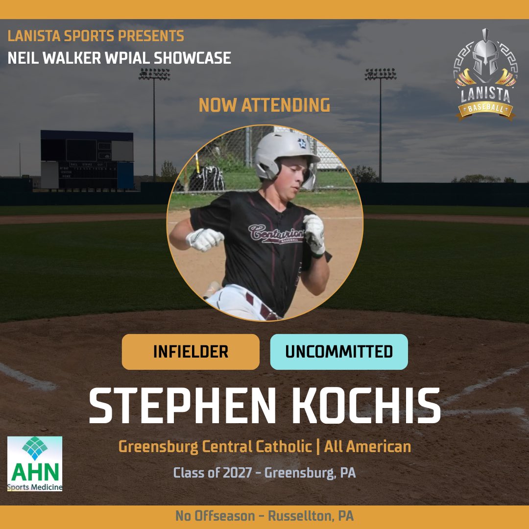 LanistaSports's tweet photo. 🔥 COMMITMENT ALERT 🔥
Excited to announce that:
⚾Stephen Kochis (Infielder, Class of 2027)
⚾️Parker Valentine (Two-Way, Class of 2027)
⚾️Lane Martinic (Catcher, Class of 2027)
Will be competing at the Neil Walker WPIAL Showcase!
#WPIALShowcase #LanistaSports #NeilWalker #WesternPABaseball