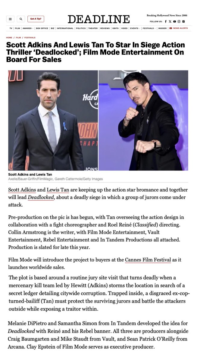 roelreine's tweet photo. Very excited to work with Lewis Tan and Scott Adkins again on our movie DEADLOCKED. @TheLewisTan @TheScottAdkins https://t.co/W8wKamHX1T