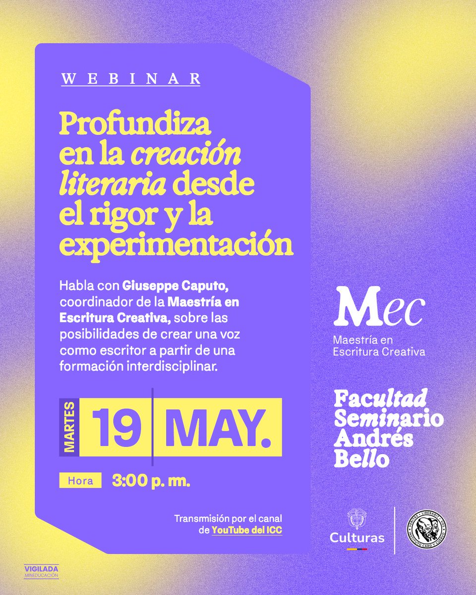 CaroyCuervo's tweet photo. 🗣️ Cuatro conversaciones, cuatro espacios virtuales para resolver tus dudas 📚

Conéctate a los espacios virtuales de las cuatro maestrías con inscripciones abiertas de la Facultad Seminario Andrés Bello del #ICC. En cada sesión podrás conversar con coordinadores y profesores de cada programa y resolver tus preguntas directamente con quienes pueden orientarte mejor.

Una oportunidad para conocer cada plan de estudios desde lo esencial y tomar decisiones con mayor claridad.