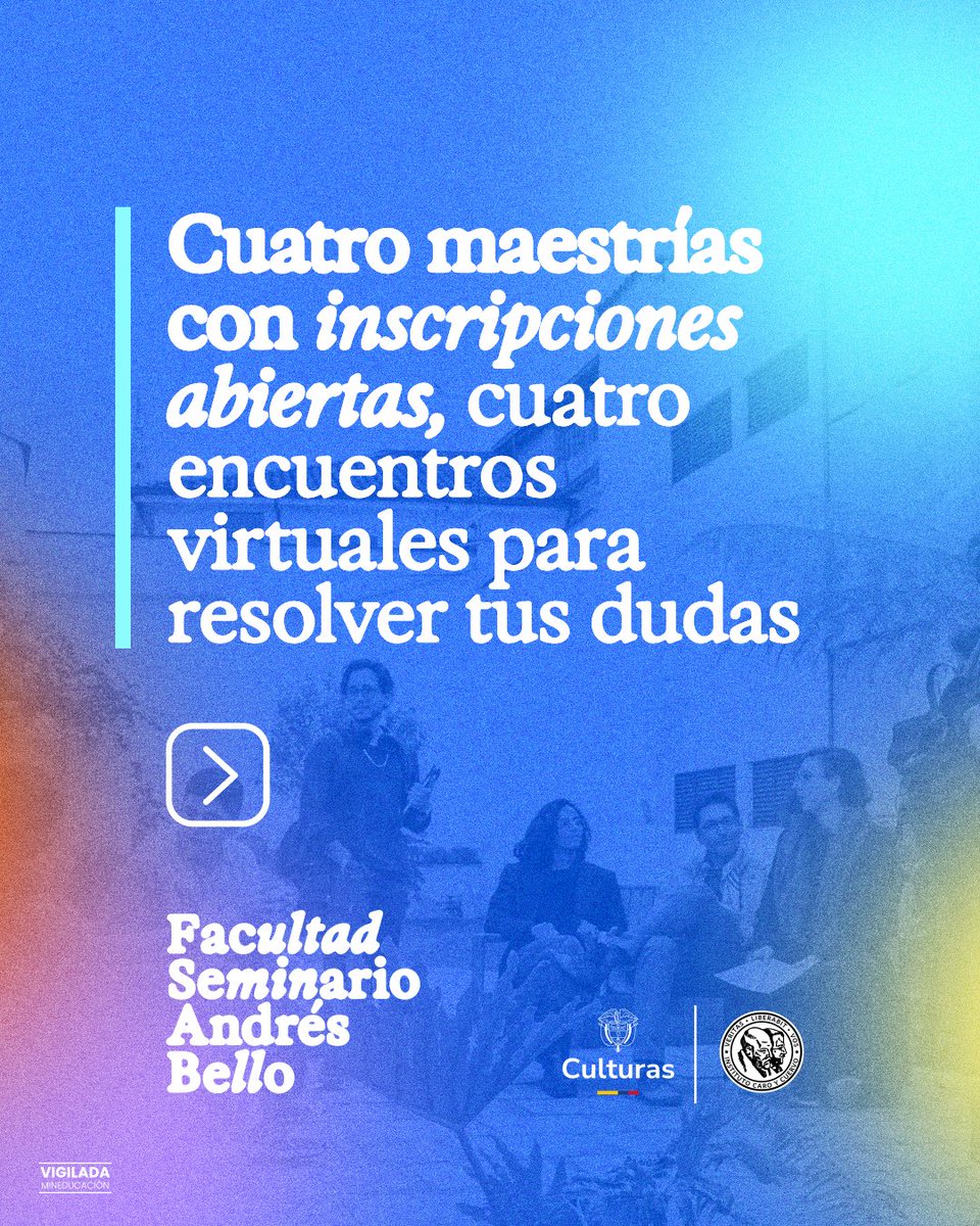 CaroyCuervo's tweet photo. 🗣️ Cuatro conversaciones, cuatro espacios virtuales para resolver tus dudas 📚

Conéctate a los espacios virtuales de las cuatro maestrías con inscripciones abiertas de la Facultad Seminario Andrés Bello del #ICC. En cada sesión podrás conversar con coordinadores y profesores de cada programa y resolver tus preguntas directamente con quienes pueden orientarte mejor.

Una oportunidad para conocer cada plan de estudios desde lo esencial y tomar decisiones con mayor claridad.