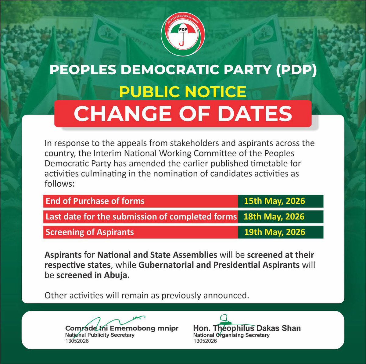 Big_Sinudo's tweet photo. Nyesom Wike should be aware that the authentic PDP is selling forms and set for screening.

Heaven did not fall. 

Loudmouth braggart, come and close the bank. https://t.co/PmUAjruOpe