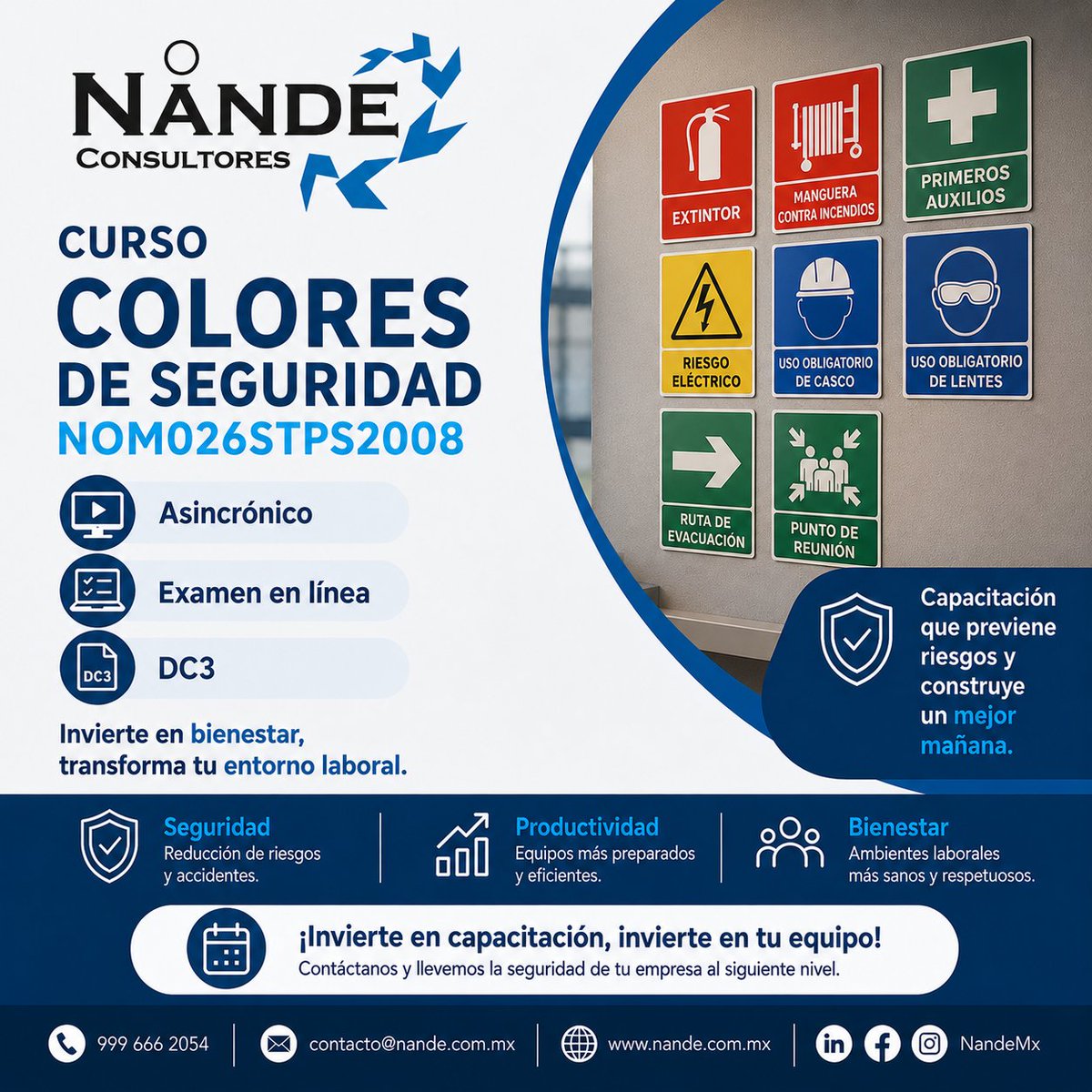 NandeMx's tweet photo. Capacita a tu personal en las señales de seguridad derivadas de la NOM026STPS2008.
Curso obligatorio para todo el territorio nacional.
Capacita hoy, previene mañana
Con el cumplimiento previenes multas.
Información en capacitacion@nande.com.mx
9996662054|9994535382|5618803840 https://t.co/kDsaTvRHGo