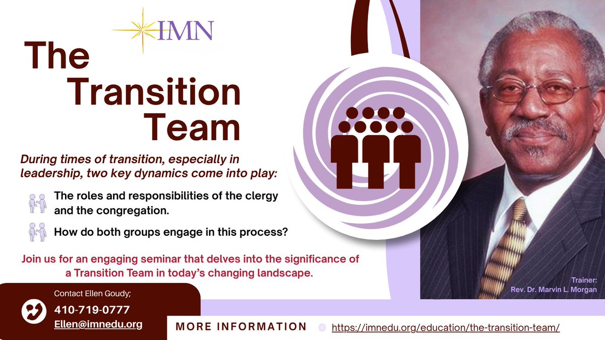 IMNEducation's tweet photo. Join our informative Zoom seminar to explore the importance and goals of a Transition Team. We'll cover the selection process, team development steps, and the importance of trust building, along with materials and training to enhance team effectiveness. 
https://t.co/sIQJhB0tF8 https://t.co/5adAwn0s5p