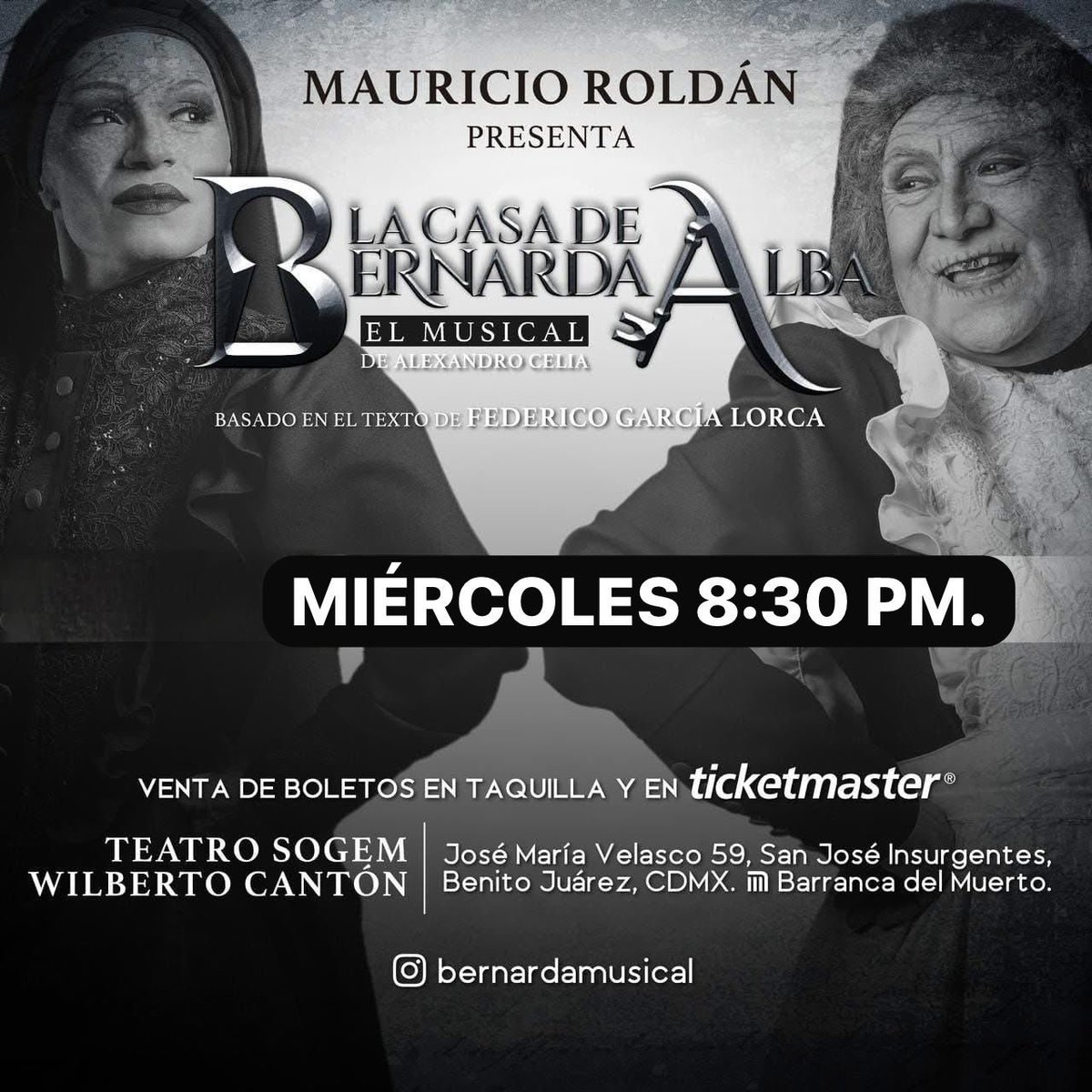 urbanpopmx's tweet photo. ⚠️ #PasesDobles para "La Casa De Bernarda de Alba: El Musical", HOY a las 8:30 P.M.
📍 Teatro Sogem Wilberto Cantón
Dinámica:
⭐RT y Fav
⭐Nombre completo
⚠️Ganadores seleccionados al azar
⚠️Sólo seguidores
#UrbanPopMx🎙️
#LaVisiónDelEntretenimiento
#PaseDoble https://t.co/aR9PgAlW4l