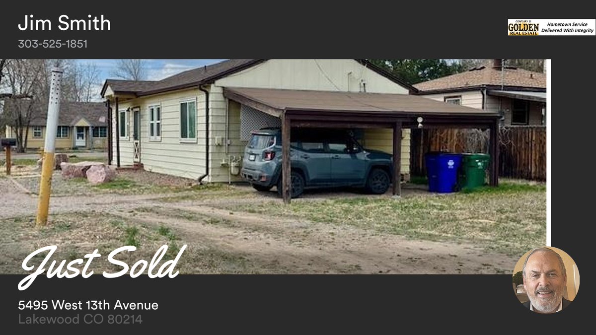 jimsmith145's tweet photo. 🛌 2 🛀 1 🚘 1
📍 5495 West 13th Avenue, Lakewood, CO, 80214

My latest sale on RateMyAgent.
Colorado Employing Broker 40026879
https://t.co/HreztHpeQx

...
#ratemyagent #realestate #CENTURY__Golden_Real_Estate https://t.co/ZNjDt0LFYp