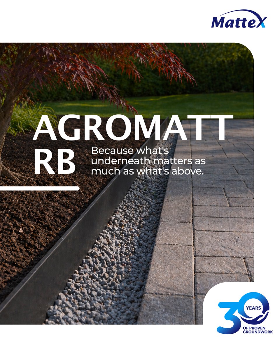 Mattex_Group's tweet photo. Roots don’t stop growing — unless you guide them.

AgroMatt root barriers protect pipes, foundations &amp; infrastructure by directing roots where they belong. Permeable or non-permeable, the protection is guaranteed.

#AgroMatt #RootBarriers #Mattex #InfrastructureProtection https://t.co/5LmY8QCKw1