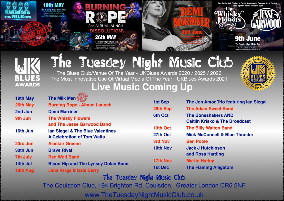 The_TNMC's tweet photo. The Milk Men on 19th has just hit capacity and we're taking bets on which one's next... the tickets are moving on every show and there's a few there that we'll soon be putting up Low Tickets Alerts for... How many have you got tickets for?  Hurry along there and get the set! https://t.co/kt0lVK57TY