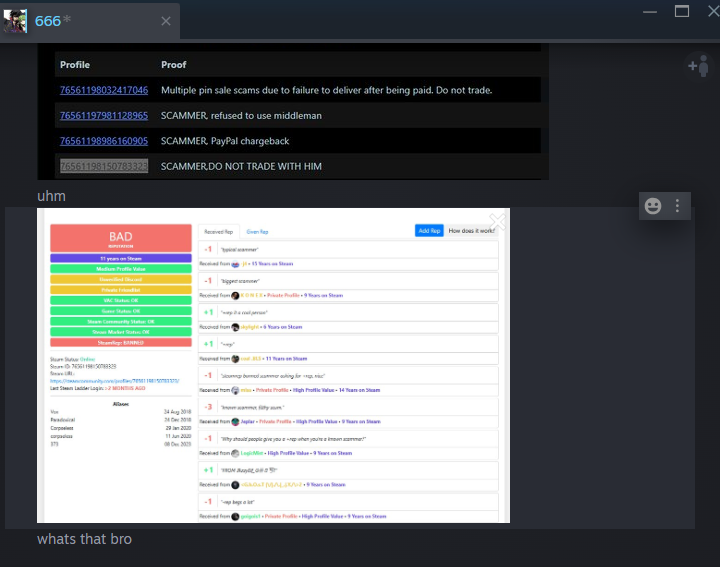 Scarlet_CS2's tweet photo. I strongly don't recommend to trade with this guy, though I did but it was through csfloat so I didn't know, after I checked it seems like he's banned on steamrep and has bad reputation everywhere, i asked him to elaborate he just deleted me so be careful

https://t.co/Hkpm6VOnXX https://t.co/YY2V1gGmwW