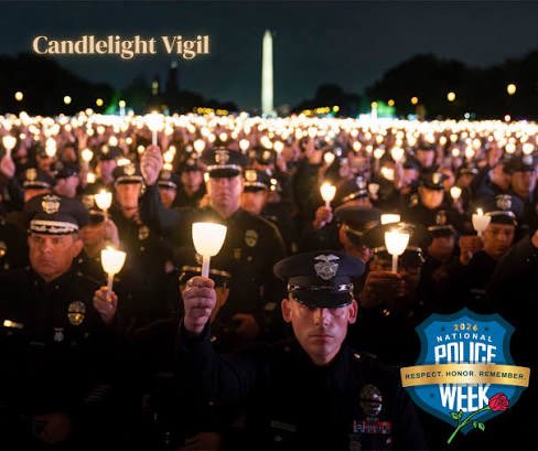 lapmforg's tweet photo. #lapmf.org #lapd #neverforget                                                38th Annual Candlelight Vigil
Wednesday, May 13, 2026 | 8 PM
Each year, hundreds of names of officers killed in the line of duty are engraved on the walls of the National Law Enforcement Officers Memorial in Washington, DC. These names are then read aloud during the annual Candlelight Vigil to memorialize those who made the ultimate sacrifice.