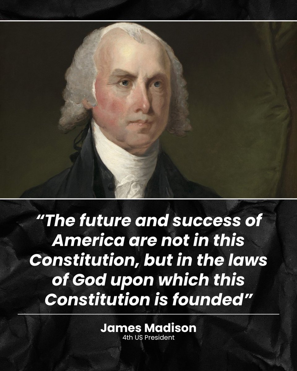 HuntersBlend's tweet photo. A nation doesn’t stand on paper alone, it stands on principle. James Madison reminds us that laws only work when they reflect a higher standard, God’s truth.

In times like today, when opinions shift like sand, we’re called to anchor ourselves in something unshakable. Live with integrity, lead with conviction, and let your daily actions reflect something greater than yourself. Build your life on truth, not trends, and you’ll never lose your footing.

So are you building your life on what’s written, or on what’s eternal?