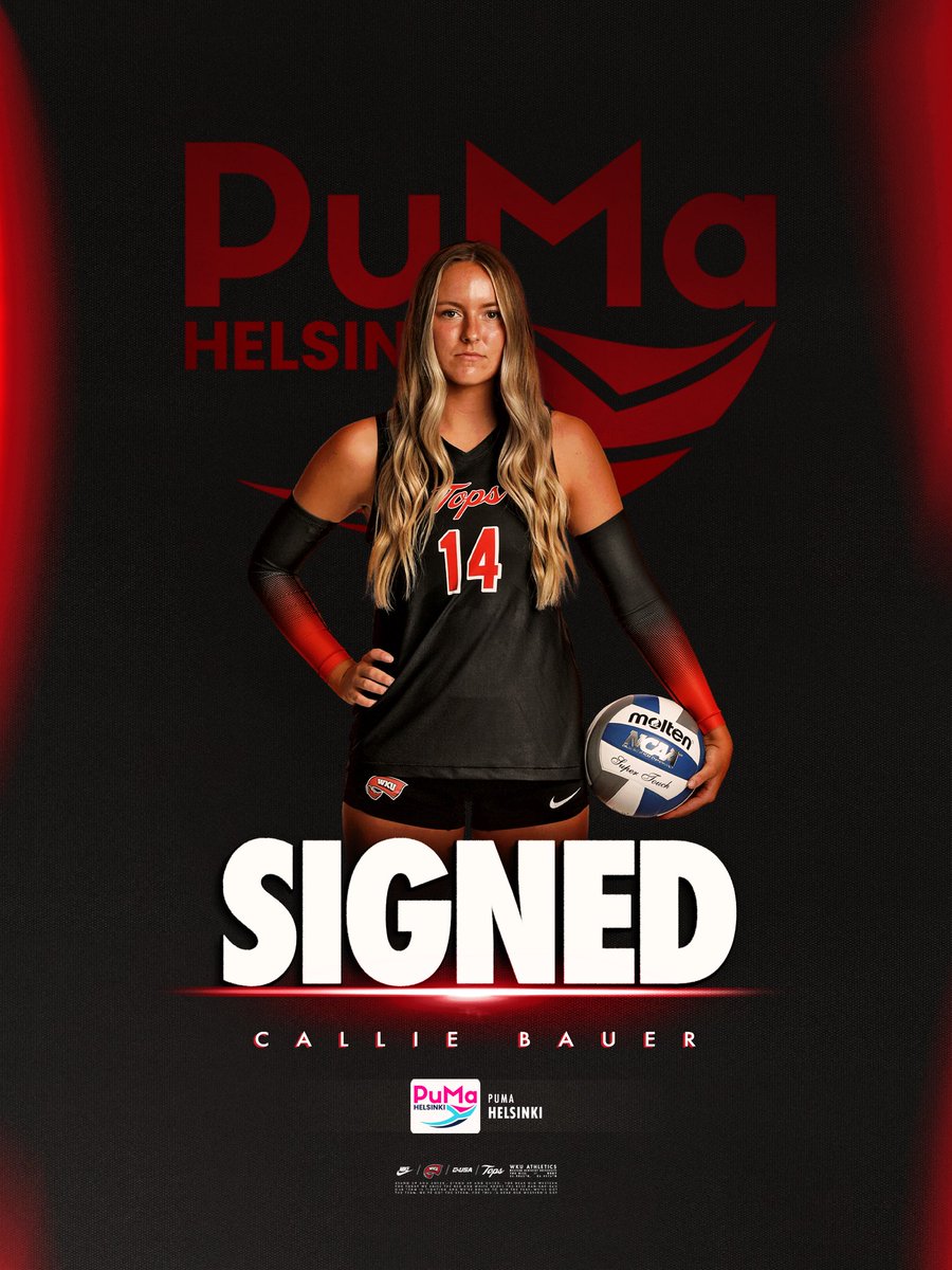 WKUVolleyball's tweet photo. Congratulations to Callie Bauer for signing a pro contract with PuMa Helsinki 🎉
#GoTops https://t.co/Hk2OM0qayw