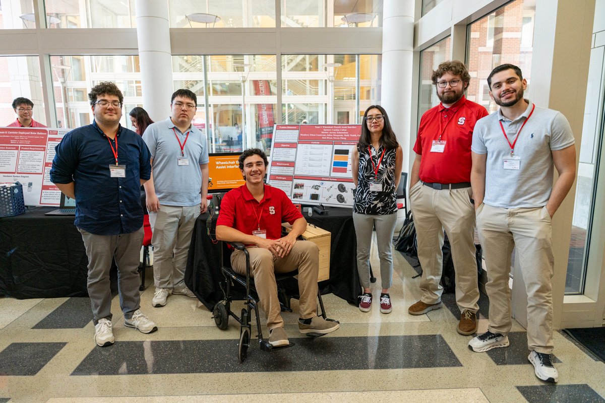 ncstateece's tweet photo. At ECE Senior Design Day 2026, graduating seniors showcased solutions ranging from robotic harvesters to flying robots and environmental sensors.

This is what it looks like when Wolfpack engineers Think and Do.

Photos: https://t.co/4CpyqVw5Bf https://t.co/j6wc69LxEU