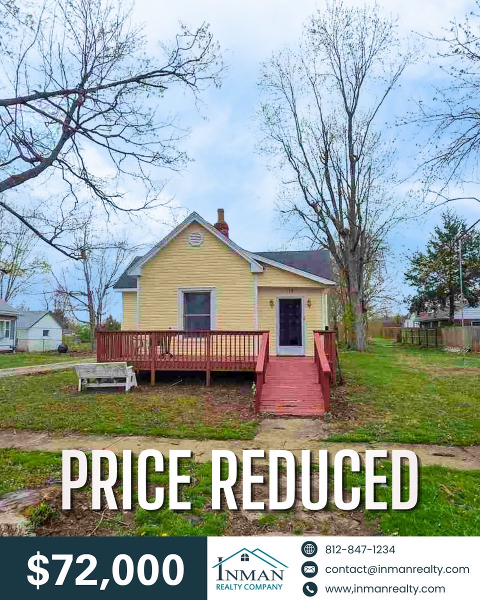 Inman_Realty's tweet photo. BACK ON THE MARKET + PRICE REDUCED! 

119 N Edward St, Worthington, IN — 2 bed, 1 bath with a 55x20 garage + carport &amp; tons of potential for DIYers and car lovers 🛠️🚗

🔗 https://t.co/TYYXDNLsjR

#PriceReduced #BackOnTheMarket #WorthingtonIN https://t.co/GwFuXmenXR