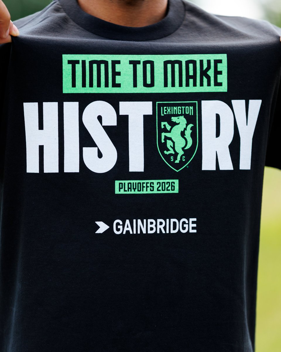 LEXSCwomen's tweet photo. First 500 fans through the gates at Saturday's match will receive this exclusive 2026 #TimeToMakeHistory Playoff T-Shirt! 😮‍💨👕

Did we mention that tickets to the match are FREE??

🎟️🔗 Claim your complimentary tickets 👉 https://t.co/Crd0up1Bw1 https://t.co/JVXNKkgs0o