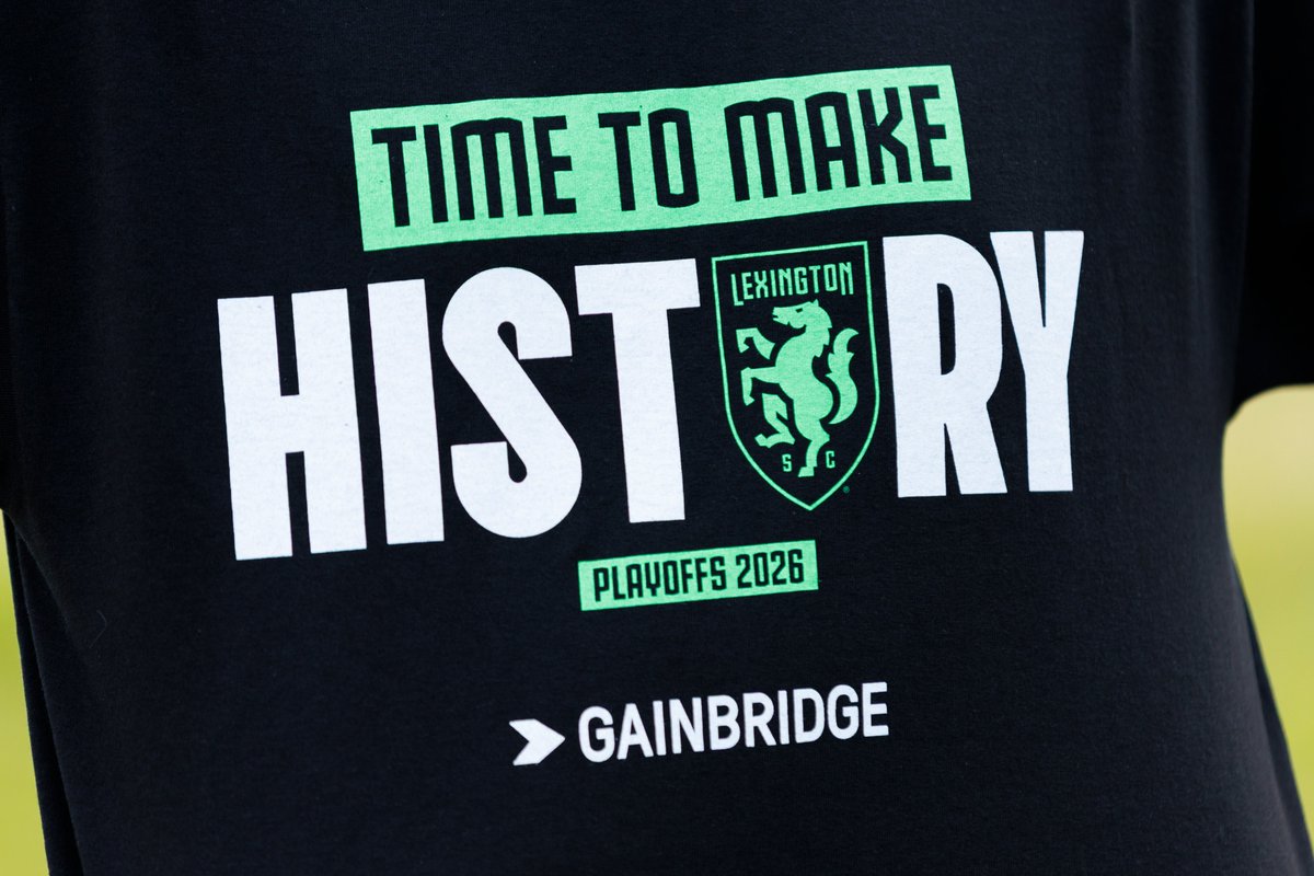 LEXSCwomen's tweet photo. First 500 fans through the gates at Saturday's match will receive this exclusive 2026 #TimeToMakeHistory Playoff T-Shirt! 😮‍💨👕

Did we mention that tickets to the match are FREE??

🎟️🔗 Claim your complimentary tickets 👉 https://t.co/Crd0up1Bw1 https://t.co/JVXNKkgs0o