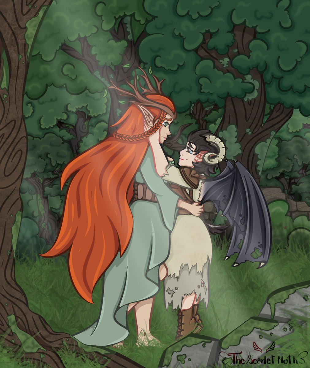 TheScarletMoth's tweet photo. I return to share my Irish Folklore based forbidden lesbian lovers #faefolk #ForbiddenYuri https://t.co/u38Zil42BN
