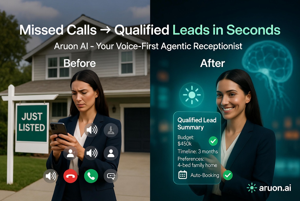 AruonAI's tweet photo. Real talk: Sarah's 2-agent real estate team was missing weekend leads mid-showings. Now Aruon AI answers, qualifies, and briefs her—while also drafting social posts.
Agentic AI giving time back. Who's ready? @AruonAI → https://t.co/3aR0H77Jk9 #RealEstate #AIAgents https://t.co/QCZ0nAt0rA