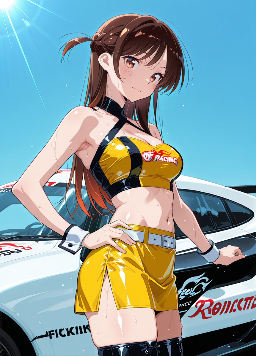 レースクイーンな水原千鶴さん SFW Illustration. No nudity or