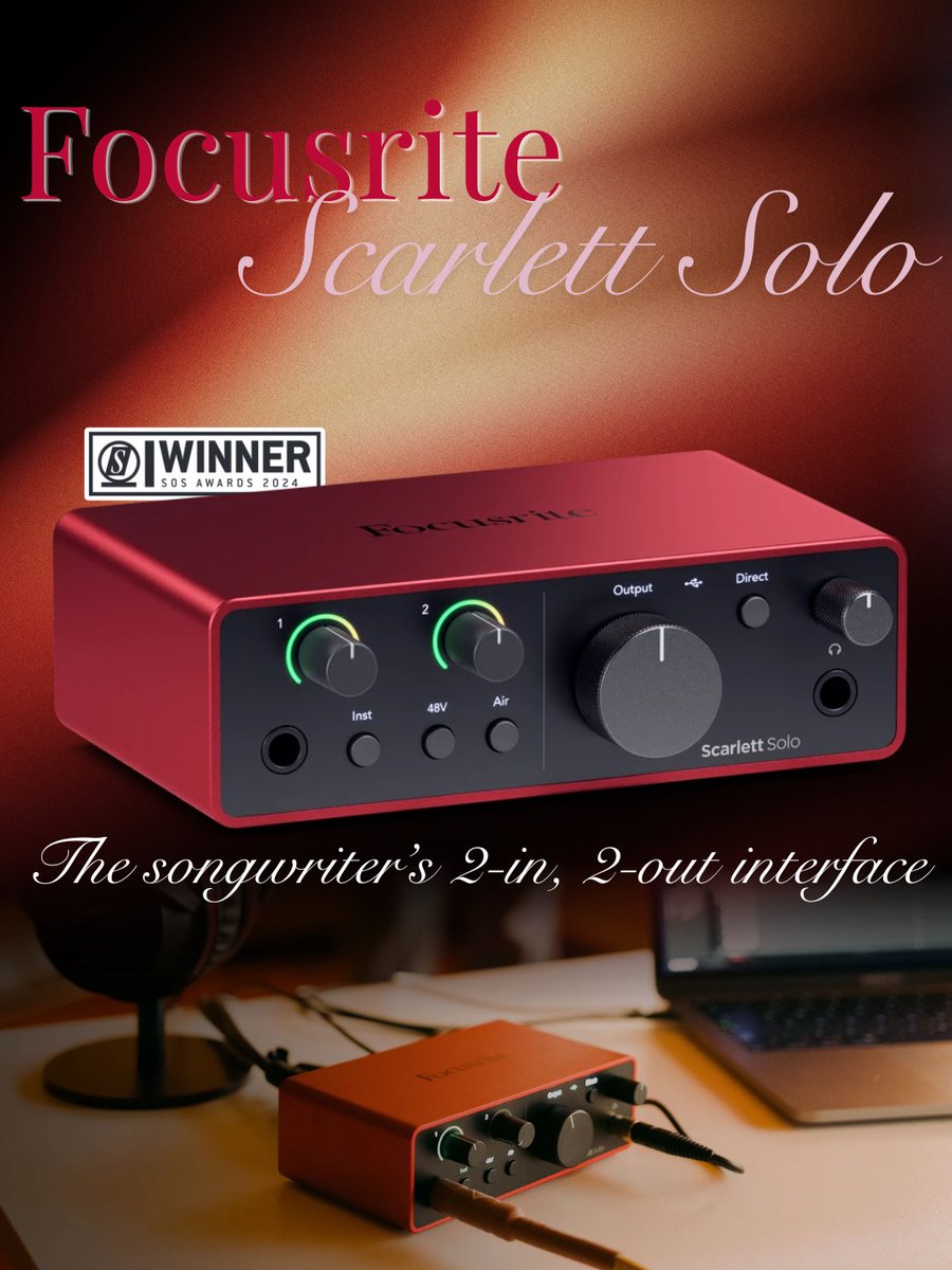 SoleSourceAV's tweet photo. The Focusrite Scarlett Solo 4th Gen — simple, clean, and still one of the best budget audio interfaces out there 🎙️ Need a full setup? The Scarlett Solo Studio bundle has you covered 📦 

Shop at https://t.co/rTltA0aRbI https://t.co/bznWhtJ8VY