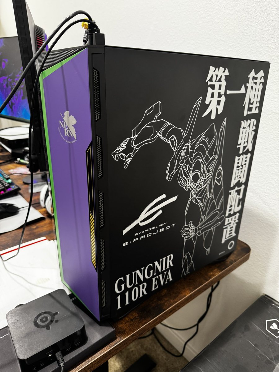 robertRobotic's tweet photo. @Guiltythornsvt Dual LG 4K monitors on monitor arms, skytech gaming prebuilt pc implanted into the Evangelion MSI PC case, Steelseries Apex 5 keyboard, Aerox 5 mouse, Arctis Pro wireless headset, and Alias mic, and I have since upgraded the GPU to a GeForce RTX 5070ti (was a 3080) https://t.co/UoSXyAxwSt