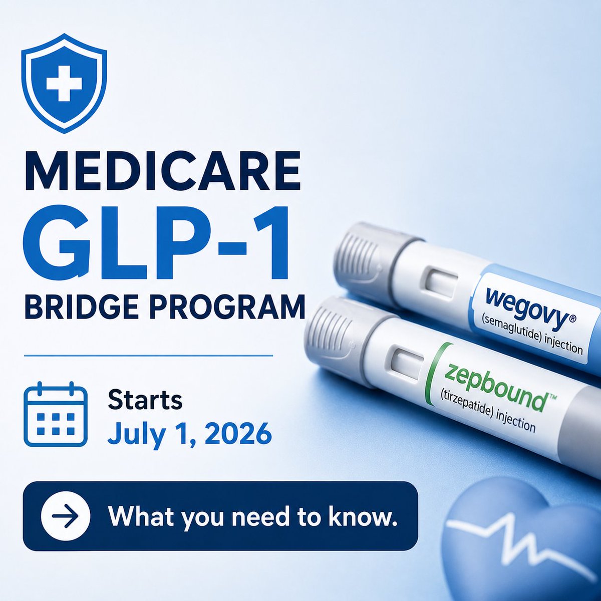 Gmiainc's tweet photo. GLP-1 weight loss drugs will be available for just $50/month through the Medicare GLP-1 Bridge Program.  
Who actually qualifies? Which drugs are covered? 
We break it down here 👇
https://t.co/fJ1e5kJwxD
 #glp1 #medicarebridgeprogram #medicare https://t.co/napUSNGlJt