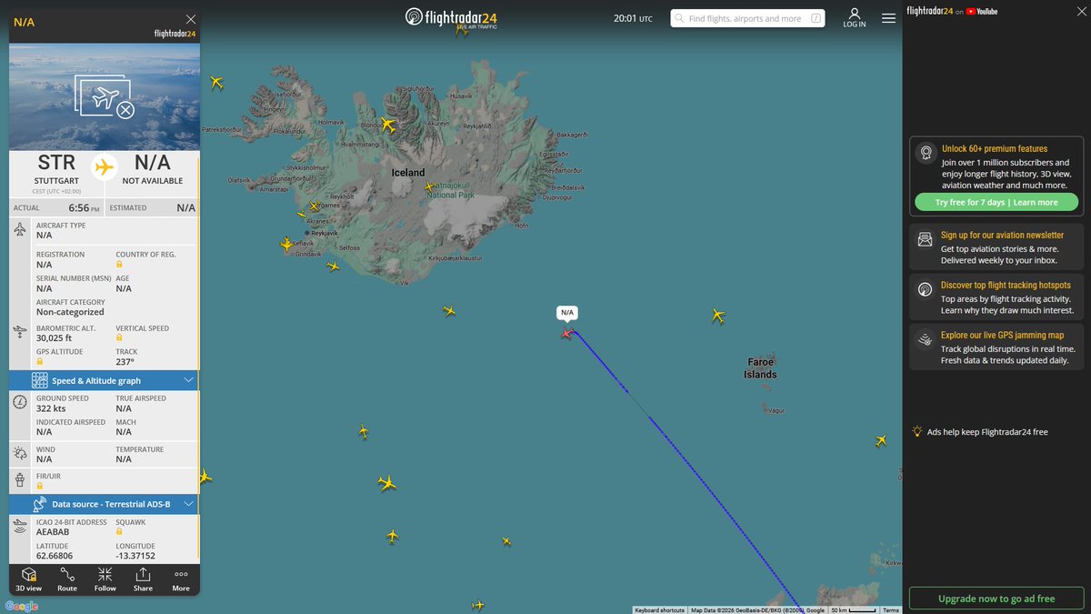 AIYeyENGDdJkjTr's tweet photo. May 14, 2026
#Stuttgart army airfield ==> #North Atlantic

#NoCALLSIGN #AABAB USN E-6B Mercury https://t.co/6YSzWoG3yT
