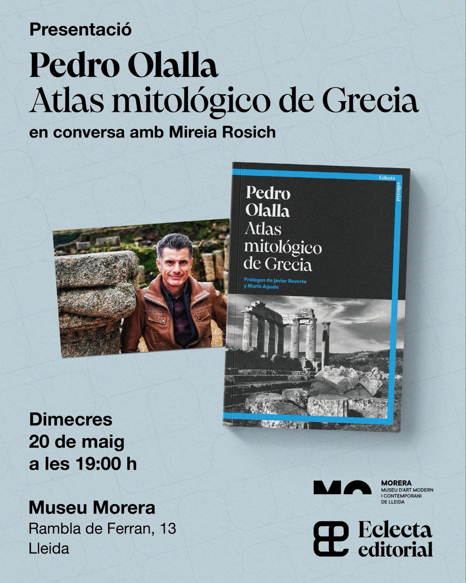 eclecta_llibres's tweet photo. Dimecres que ve, @pedro_olalla a Lleida.
No us el perdeu! https://t.co/Cj22SFAJMS