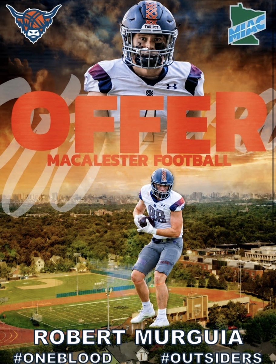 RobertMurguia27's tweet photo. After a great conversation with Coach Nic. I am blessed to receive an offer to continue my academic and football career at Macalester College! Thankful to my family, and coaches for all the support. @Phil_Nicolaides @MacalesterFB @CitrusValley_FB @CoachBruich #agtg https://t.co/A03q5jfPlO