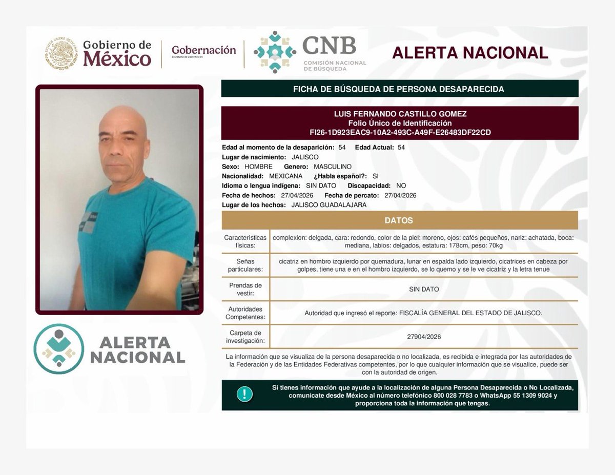 ALERTA AMBER JALISCO tweet media