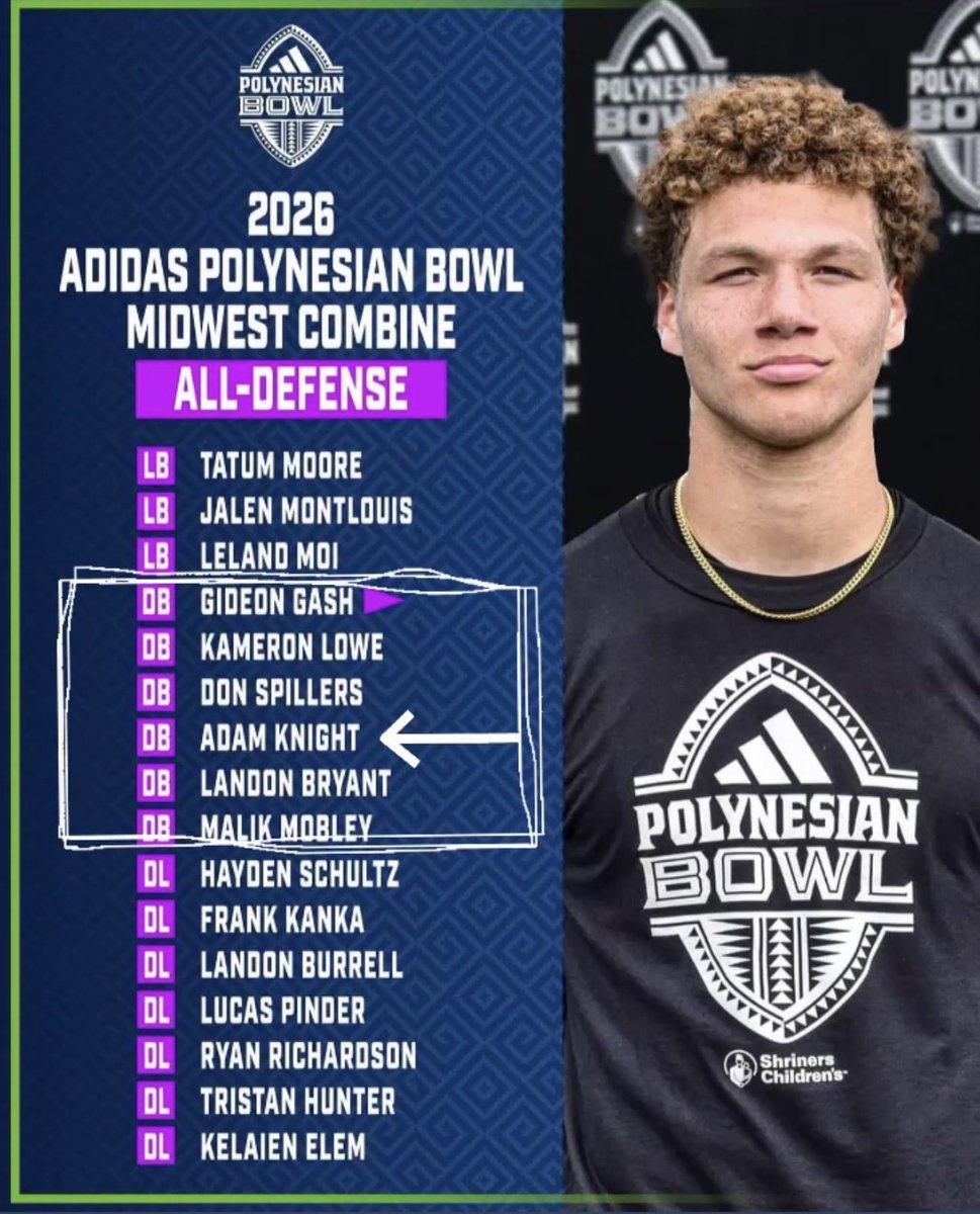 AdamKnight_15's tweet photo. Polynesian Bowl ALL-DEFENSE

4th Best DB without ANY OFFERS!!

@GenoaCometsFB @marvin3rob https://t.co/7wuYOFR7JH