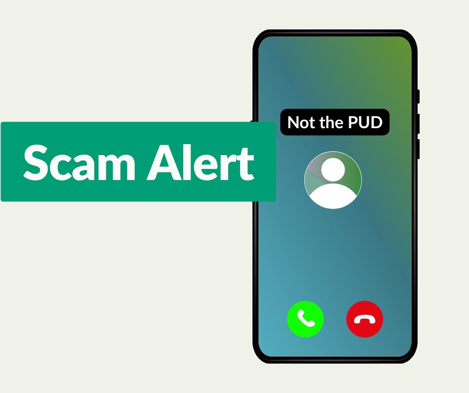 SnoPUD's tweet photo. Watch out for #scam calls!
Scammers may pose as the PUD and pressure you to pay immediately to keep your power on. Two things: We don’t demand instant payment by phone, and we don’t threaten immediate shutoff.
If something feels off, trust your gut and call us at 425-783-1000. https://t.co/OnOufArylI