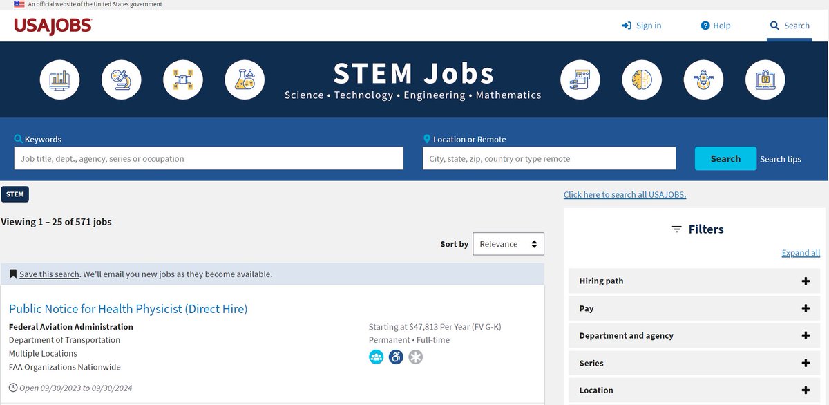 USAJOBS's tweet photo. STEM people - tired of hearing “there are no jobs”?

The federal government is hiring across science, tech, engineering, and math—and the opportunities are bigger than you think.

Go explore what’s out there and find your lane 👇
https://t.co/lyNE3ac1VE https://t.co/hYTpKDPols