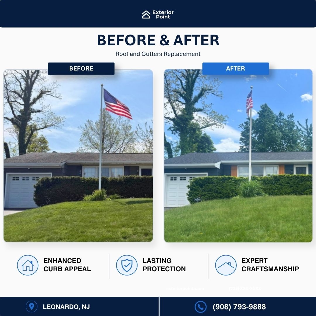 ExteriorPoint's tweet photo. New roof and gutters for this Leonardo, NJ home. Cleaner lines, better protection, and a noticeably sharper look from the street.

Simple. Clean. Built to last. 

Call us for your free quote today: 📞 908-793-9888 https://t.co/ILIsqYVlr4