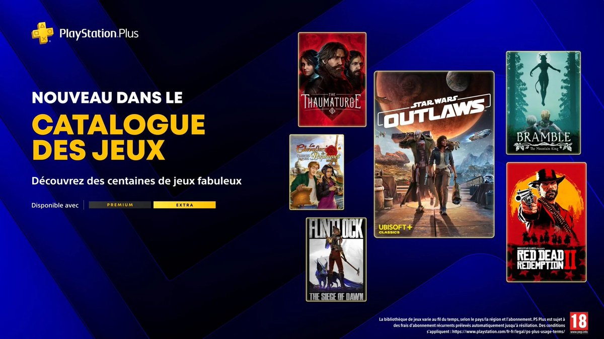 GTANF's tweet photo. #RedDeadRedemption2 va être inclus dans le catalogue de jeux PlayStation Plus Extra et Premium le mardi 19 mai ! L'occasion de (re)découvrir le dernier jeu solo en date de #RockstarGames ainsi que #RedDeadOnline. Découvrez toutes les infos !

Détails : https://t.co/0i5PLLeBjI https://t.co/xc8IZ9zPcB