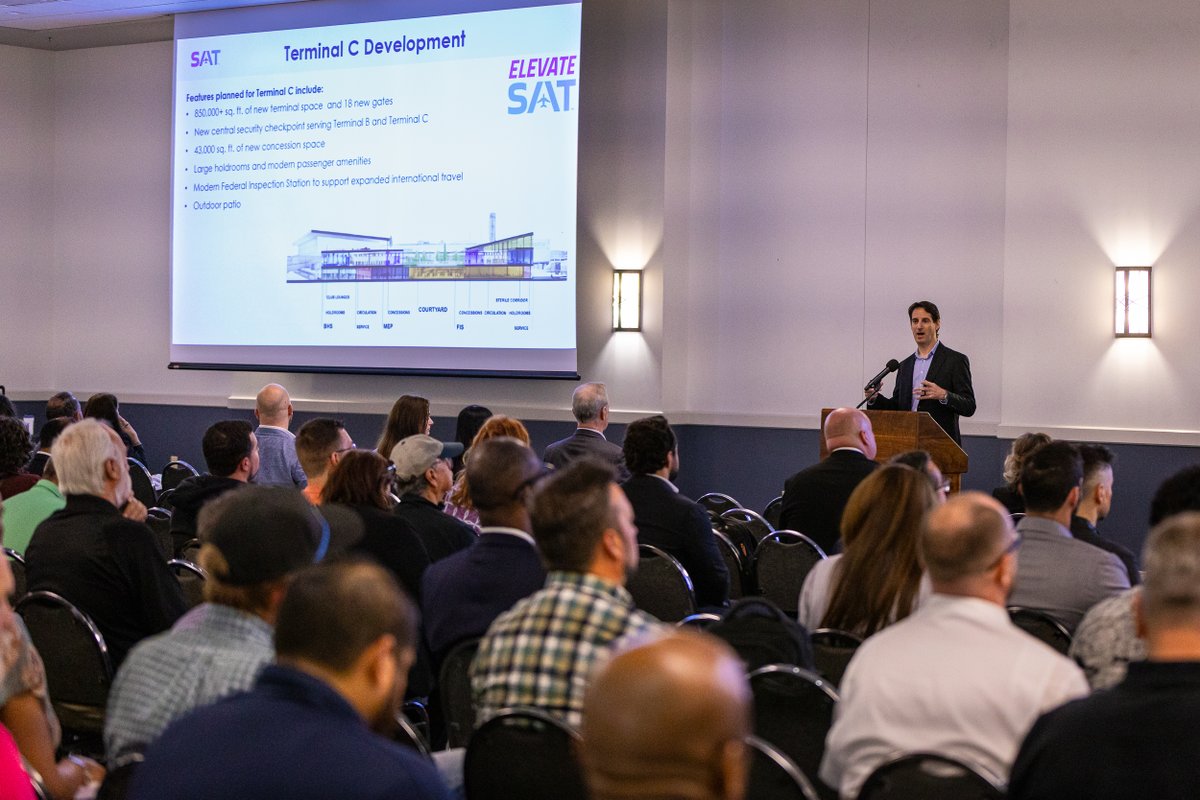 SATairport's tweet photo. Thank you to our airport partners and concessionaires for joining us at Concession Industry Day! It was great to connect with everyone and share our collective goals, as we continue our work to create a top-tier airport experience. https://t.co/wyI7q7ymRr